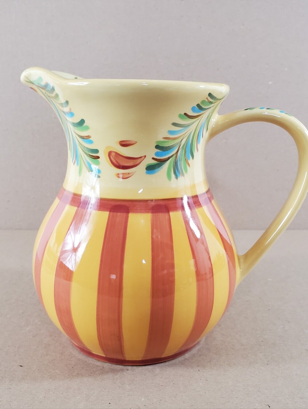 Gail Pittman Sienna Pitcher Southern Living Floral Yellow Orange Hand Painted
